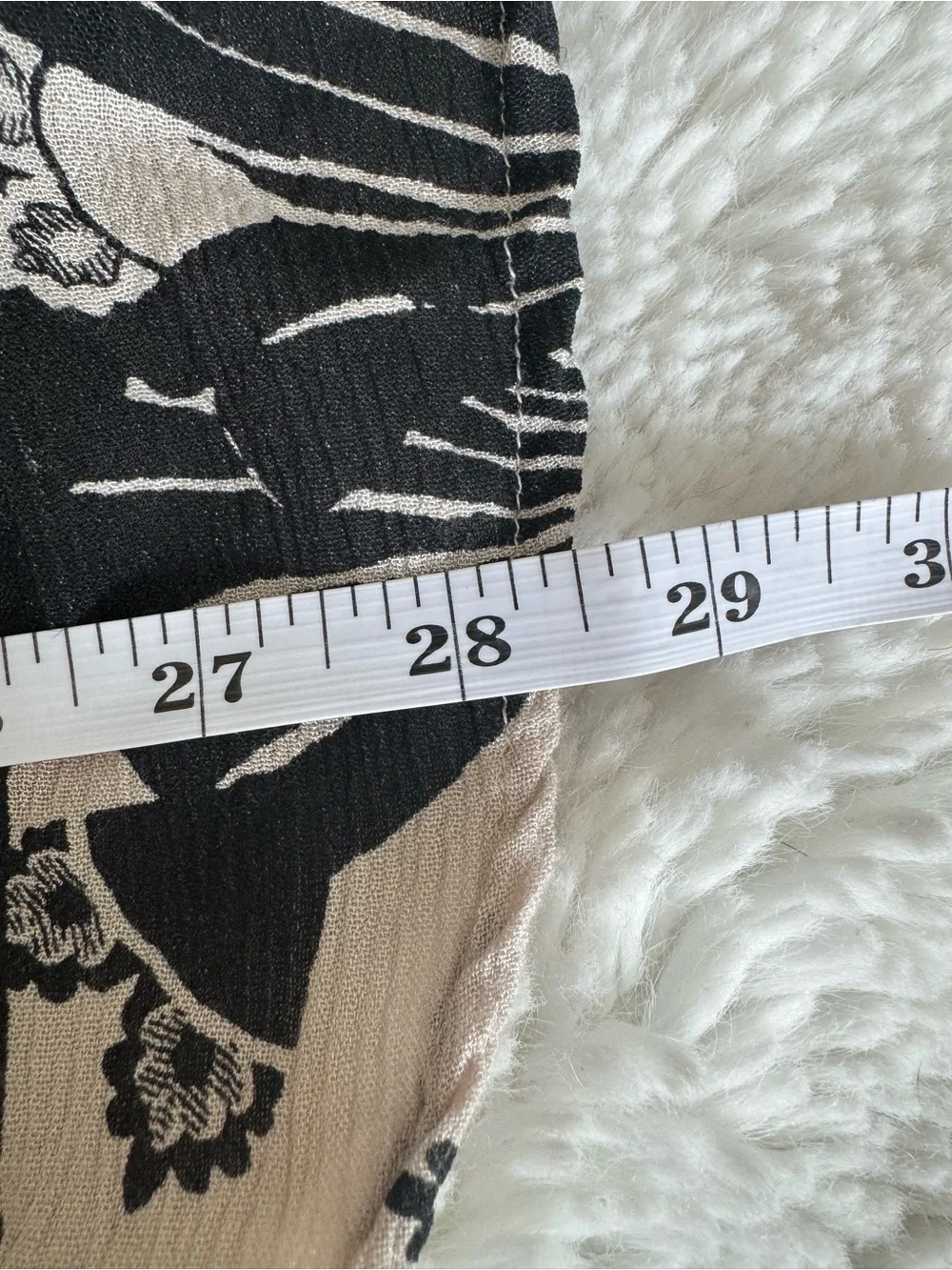 Free People Tan & Black Printed Puff Sleeve Top